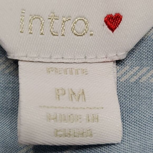 Intro❤ long sleeves blue plaid blouse. Size PM. Great top, Very good condition. - Picture 9 of 11